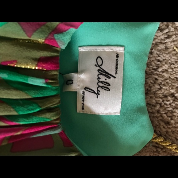 Milly Dress Size 0 Silk Polyester Metallic - Picture 2 of 5